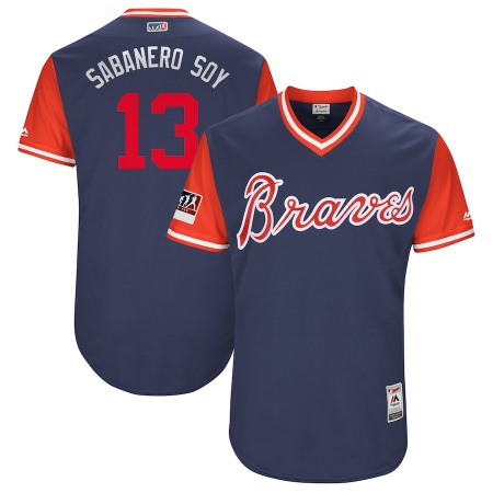 Men's Atlanta Braves #13 Ronald Acuna Jr. "Sabanero Soy" Navy/Red 2018 Players' Weekend Authentic Stitched MLB Jersey