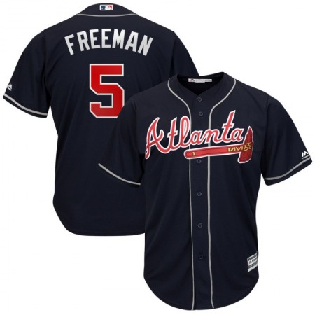 Men's Atlanta Braves #5 Freddie Freeman Navy Cool Base Stitched MLB Jersey
