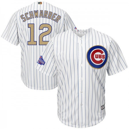 Men's Chicago Cubs #12 Kyle Schwarber White 2017 Gold Program Cool Base Player Stitched MLB Jersey