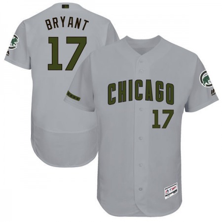 Men's Chicago Cubs #17 Kris Bryant Gray 2017 Memorial Day Authentic Collection Flex Base Player Stitched MLB Jersey