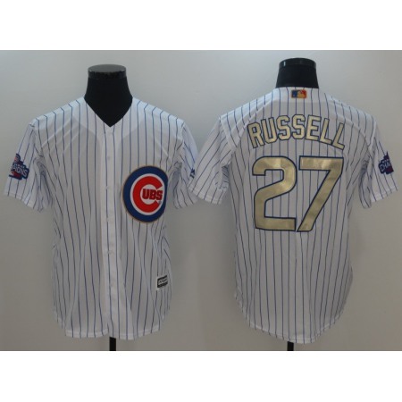 Youth Chicago Cubs #27 Addison Russell White 2017 Gold Program Cool Base Stitched MLB Jersey