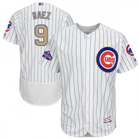 Men's Chicago Cubs #9 Javier Baez White 2017 Gold Program Flex Base Player Stitched MLB Jersey