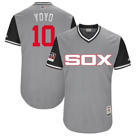 Men's Chicago White Sox #10 Yoan Moncada "Yoyo" Gray/Black 2018 Players' Weekend Stitched MLB Jersey