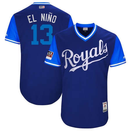 Men's Kansas City Royals #13 Salvador Perez "El Nino" Royal/Light Blue 2018 Players' Weekend Authentic Stitched MLB Jersey