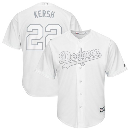 Men's Los Angeles Dodgers #22 Clayton Kershaw "Kersh" White 2019 Players' Weekend Replica Player Stitched MLB Jersey