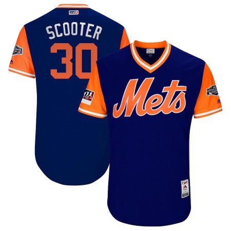 Men's New York Mets #30 Michael Conforto "Scooter" Royal/Orange 2018 MLB Little League Classic Stitched MLB Jersey