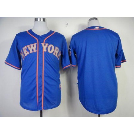 Mets Blank Blue Alternate Road Cool Base Stitched MLB Jersey