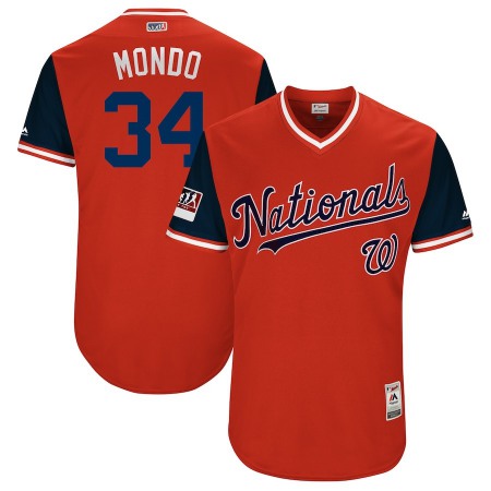 Men's Washington Nationals #34 Bryce Harper "Mondo" Red 2018 Players' Weekend Stitched MLB Jersey