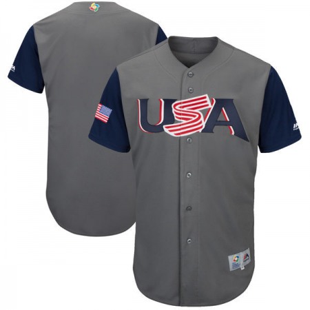 Men's USA Baseball Gray 2017 World Baseball Classic Team Stitched WBC Jersey