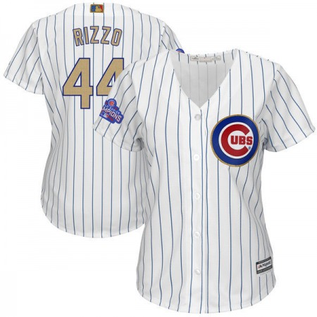 Women's Chicago Cubs #44 Anthony Rizzo White 2017 Gold Program Player Stitched MLB Jersey