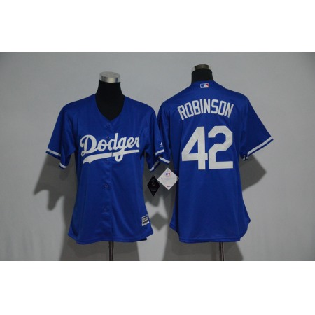 Women's Los Angeles Dodgers #42 Jackie Robinson Royal Cool Base Player Stitched MLB Jersey