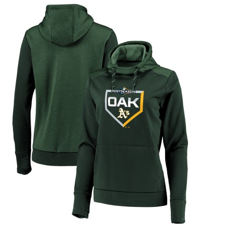 Women's Oakland Athletics Green 2019 Postseason Dugout Pullover Hoodie(Run Small)
