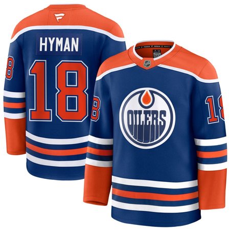 Men's Edmonton Oilers #18 Zach Hyman Royal Home Premium Jersey