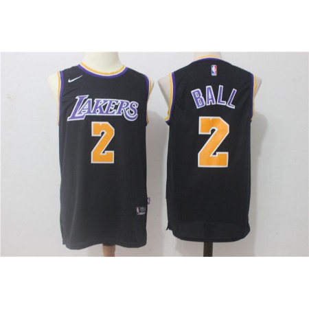 Men's Nike Los Angeles Lakers #2 Lonzo Ball All Black Stitched NBA Jersey