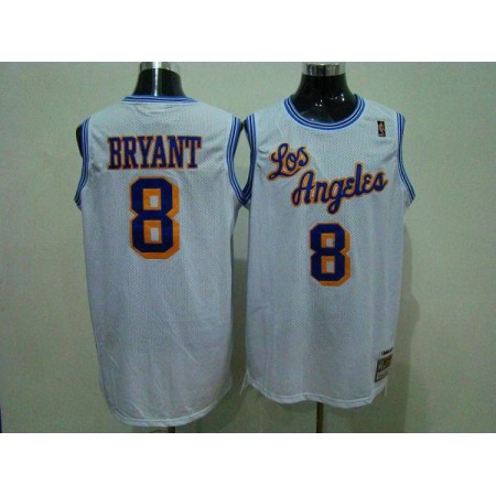 Mitchell and Ness Lakers #8 Kobe Bryant White Stitched Throwback NBA Jersey