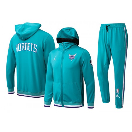 Men's Charlotte Hornets 75th Anniversary Teal Performance Showtime Full-Zip Hoodie Jacket And Pants Suit
