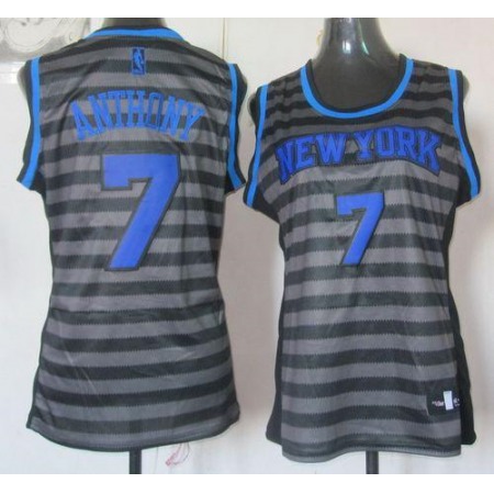 Knicks #7 Carmelo Anthony Black/Grey Women's Groove Stitched NBA Jersey