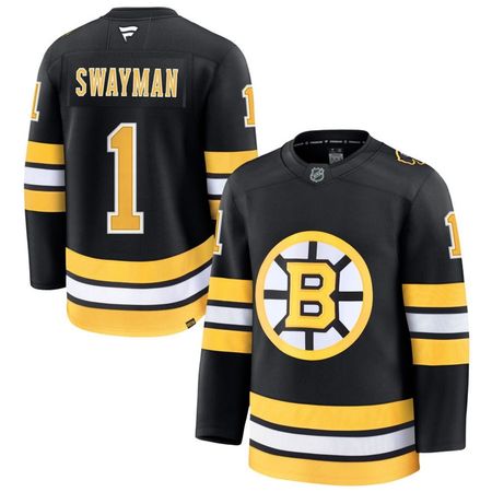 Men's Boston Bruins #1 Jeremy Swayman Black Home Premium Player Jersey