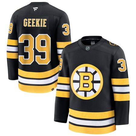 Men's Boston Bruins #39 Morgan Geekie Black Home Premium Player Jersey