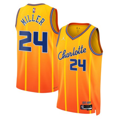 Men's Charlotte Hornets #24 Brandon Miller Gold 2025/26 City Edition Swingman Jersey