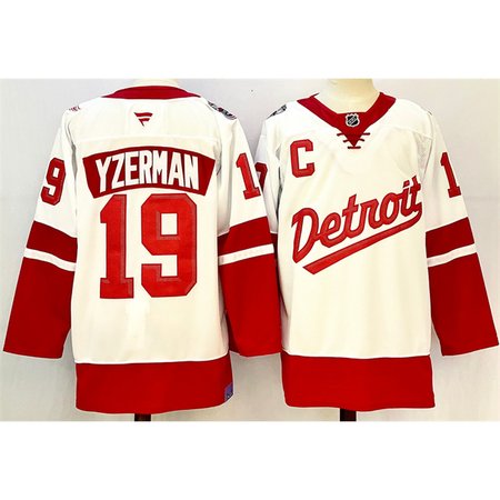 Youth Detroit Red Wings #19 Steve Yzerman White/Red 2024-25 With C Patch Stitched Jersey
