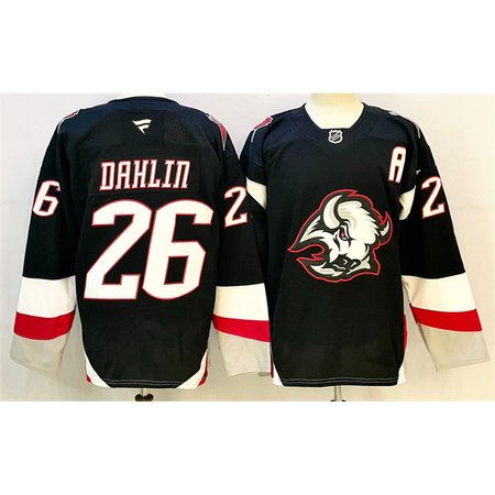 Men's Buffalo Sabres #26 Rasmus Dahlin Black 2024-25 Alternate With A Patch Stitched Hockey Premium Jersey
