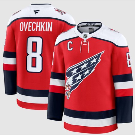 Men's Washington Capitals #8 Alexander Ovechkin Red 2025-26 With C Patch Alternate Stitched Hockey Premium Jersey
