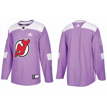 Men's New Jersey Devils Blank Purple Fights Cancer Practice Stitched Hockey Premium Jersey
