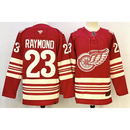 Youth Detroit Red Wings #23 Lucas Raymond Red 2025-26 Centennial Premium Stitched Hockey Jersey