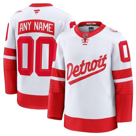 Men's Detroit Red Wings Custom White/Red 2024-25 Stitched Premium Jersey