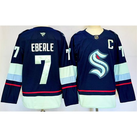 Men's Seattle Kraken #7 Jordan Eberle Navy 2024-25 Home Stitched Hockey Premium Jersey