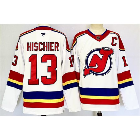 Youth New Jersey Devils #13 Nico Hischier White 2024-25 With C Patch Stitched Hockey Jersey