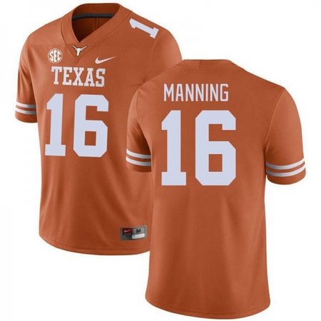 Men's Texas Longhorns #16 Arch Manning Orange Stitched Jersey