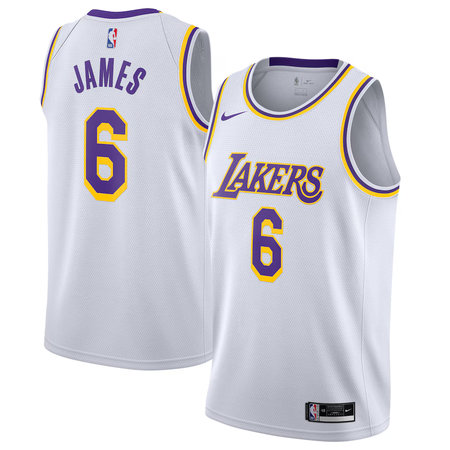 Men's Los Angeles Lakers #6 LeBron James White 2021/22 Association Edition Swingman Jersey