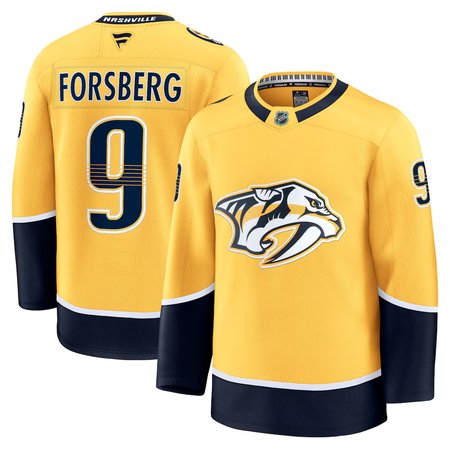 Men's Nashville Predators #9 Filip Forsberg Gold Home Premium Jersey