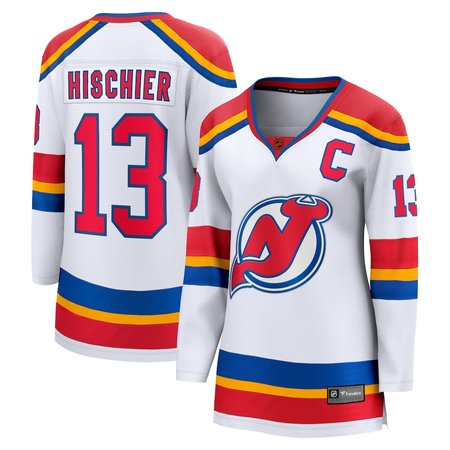 Women's New Jersey Devils #13 Nico Hischier White Captain Patch Special Edition 2.0 Player Jersey