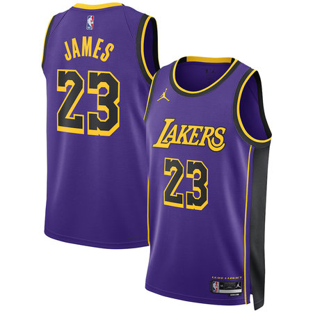 Men's Los Angeles Lakers #23 LeBron James Purple Statement Edition Swingman Jersey