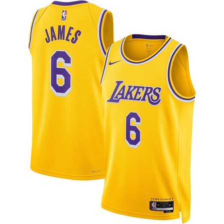 Youth Los Angeles Lakers #6 LeBron James Gold Icon Edition Swingman Jersey