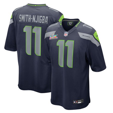 Men's Seattle Seahawks #11 Jaxon Smith-Njigba College Navy Super Bowl LX Patch Game Jersey