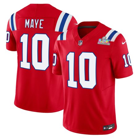 Men's New England Patriots #10 Drake Maye Red F.U.S.E. Vapor Limited Stitched Football Jersey