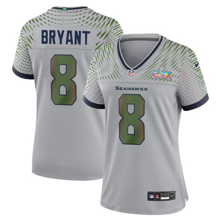 Women's Seattle Seahawks #8 Coby Bryant Gray Super Bowl LX Rivalries Collection Game Stitched Jersey