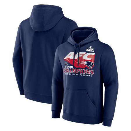 Men's New England Patriots Navy 2025 AFC Champions Quick Pass Hoodie