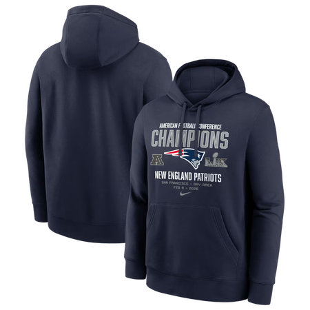 Men's New England Patriots Nike Navy 2025 AFC Champions Team Nation Hoodie