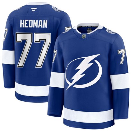 Men's Tampa Bay Lightning #77 Victor Hedman Blue Series Premium Jersey