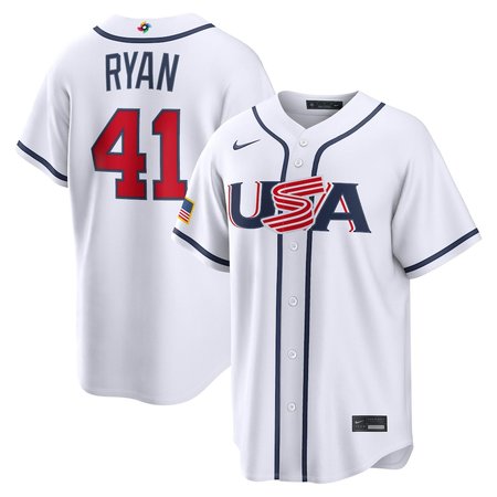 Men's USA Baseball #41 Joe Ryan White 2026 World Baseball Classic Home Stadium Jersey