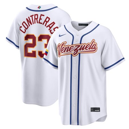 Men's Venezuela Baseball #23 William Contreras White 2026 World Baseball Classic Home Stadium Jersey