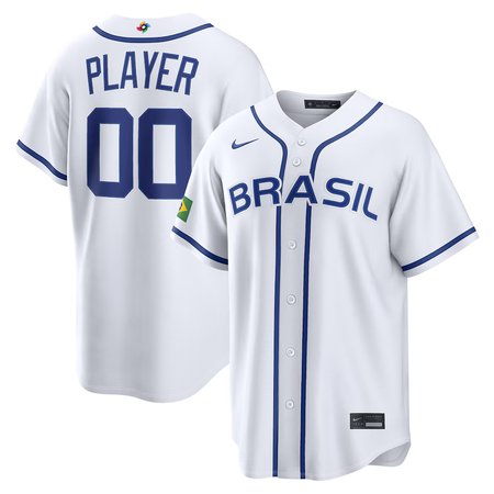 Men's Brazil Baseball Custom White 2026 World Baseball Classic Home Jersey