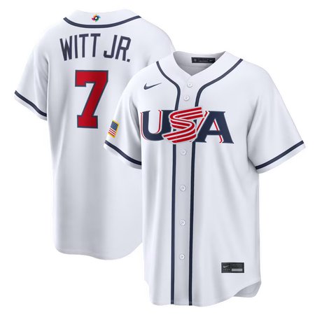 Youth USA Baseball #7 Bobby Witt Jr. White 2026 World Baseball Classic Home Stadium Jersey