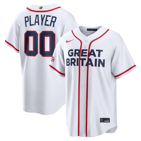 Men's Great Britain Baseball Custom White 2026 World Baseball Classic Home Jersey
