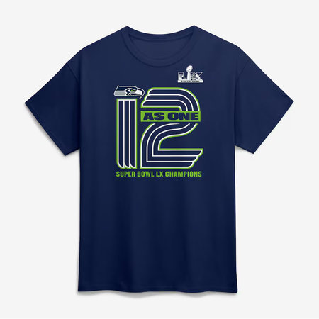 Men's Seattle Seahawks College Navy Super Bowl LX Champions Big & Tall Hometown On Top T-Shirt
